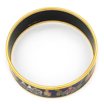 Hermes Bangle Emile GM Cloisonne Navy and Multicolor Gold Hardware Navy Blue