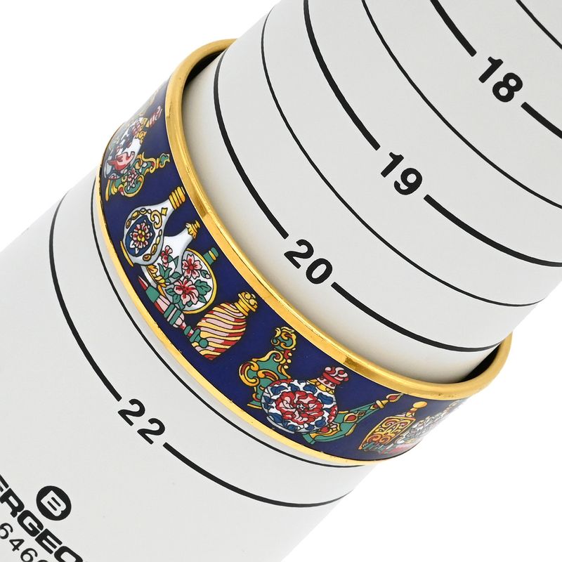 Hermes Bangle Emile GM Cloisonne Navy and Multicolor Gold Hardware Navy Blue