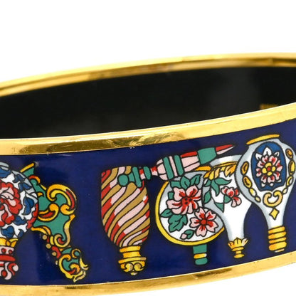 Hermes Bangle Emile GM Cloisonne Navy and Multicolor Gold Hardware Navy Blue