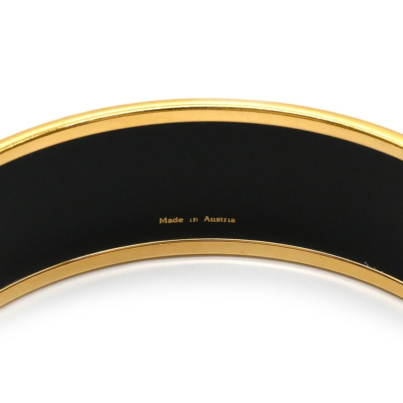 Hermes Bangle Emile GM Cloisonne Green Multicolor Gold Hardware Animal Pattern