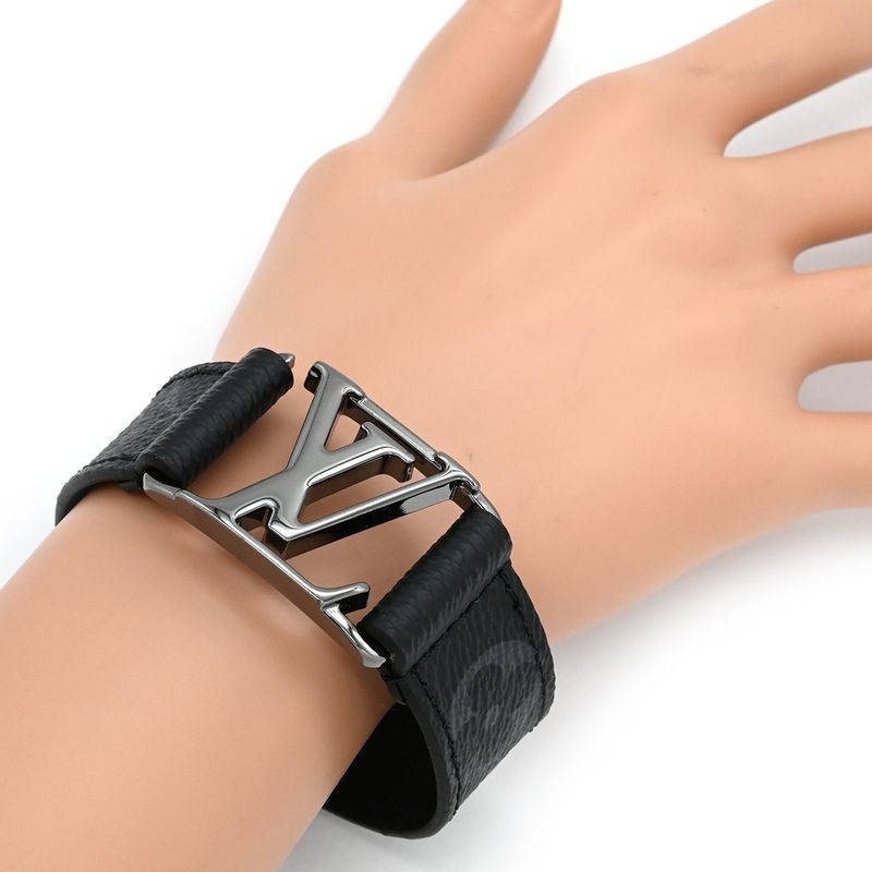 Louis Vuitton Bracelet Hockenheim Leather Monogram Eclipse Canvas Monogram