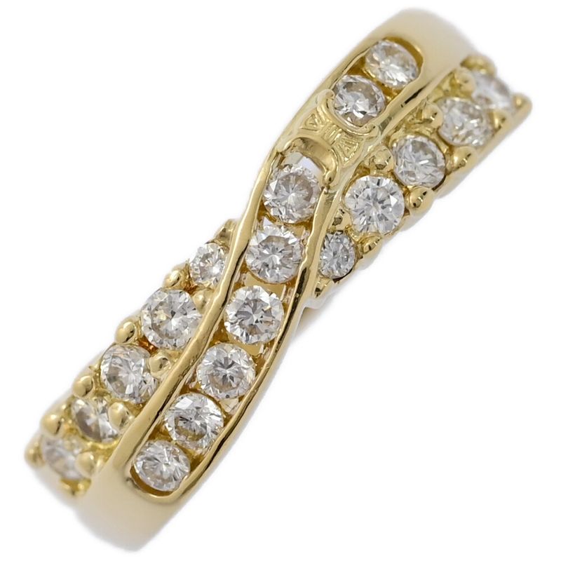 Fd:0.5ct/celine Cross Motif 18P Diamond Ring /ring/18k Yellow Gold/750-5.0g/11/y