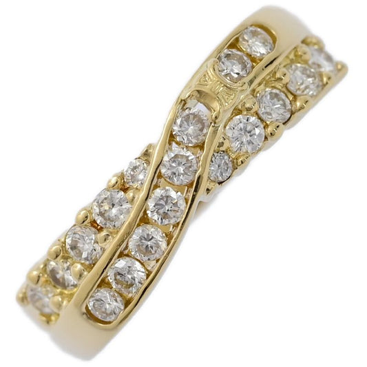 Fd:0.5ct/celine Cross Motif 18P Diamond Ring /ring/18k Yellow Gold/750-5.0g/11/y