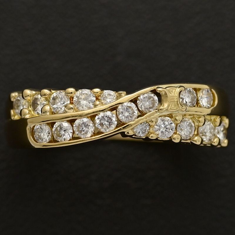 Fd:0.5ct/celine Cross Motif 18P Diamond Ring /ring/18k Yellow Gold/750-5.0g/11/y
