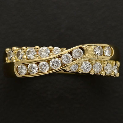 Fd:0.5ct/celine Cross Motif 18P Diamond Ring /ring/18k Yellow Gold/750-5.0g/11/y