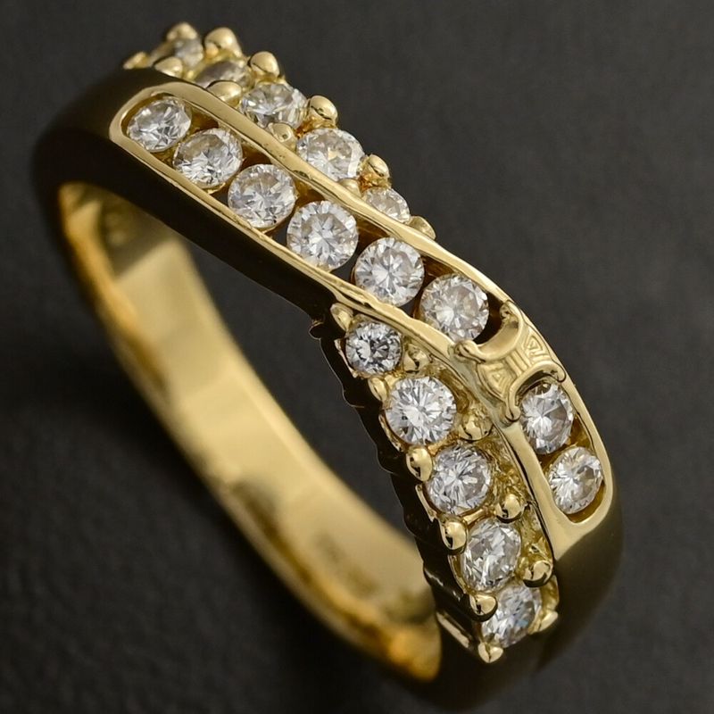 Fd:0.5ct/celine Cross Motif 18P Diamond Ring /ring/18k Yellow Gold/750-5.0g/11/y
