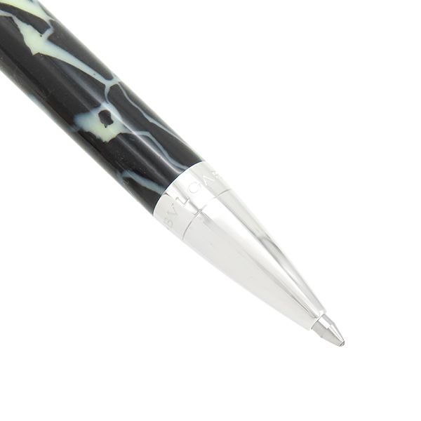 Bvlgari Bvlgari Ballpoint Pen B-Zero Metal Celluloid Silver Marble Black Ink