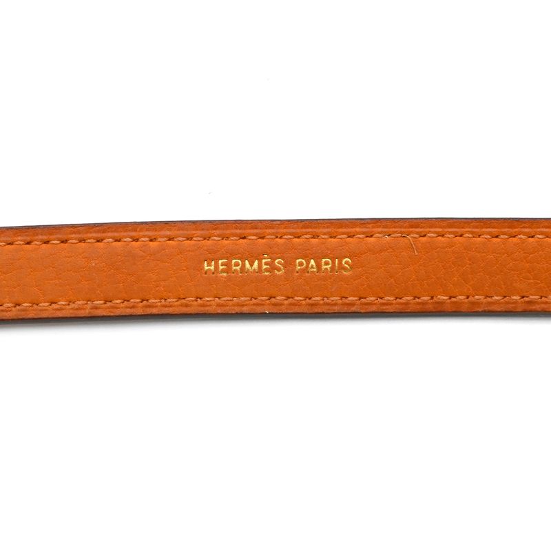 Hermes Bracelet Serie Looping Leather GP Black Orange M Gold Hardware Black