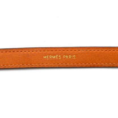 Hermes Bracelet Serie Looping Leather GP Black Orange M Gold Hardware Black