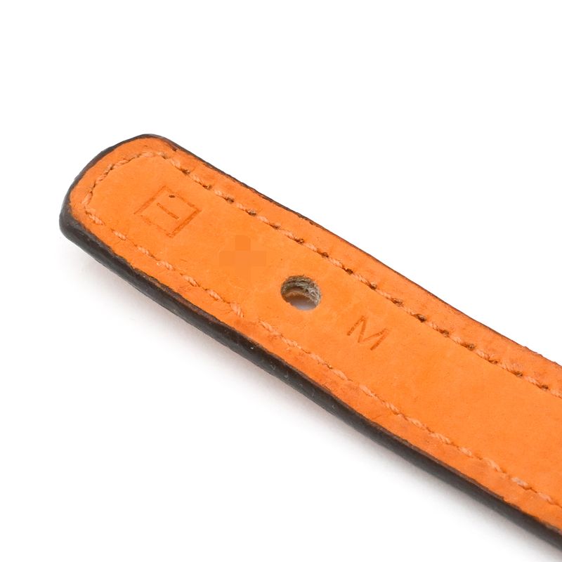 Hermes Bracelet Serie Looping Leather GP Black Orange M Gold Hardware Black