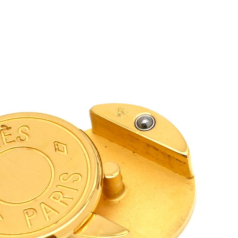 Hermes Bracelet Serie Looping Leather GP Black Orange M Gold Hardware Black