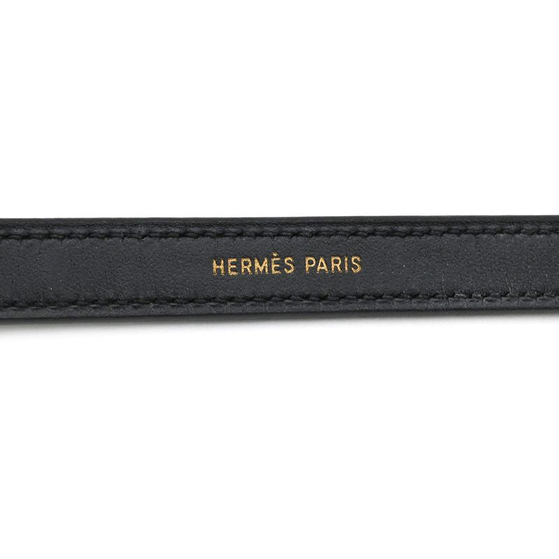 Hermes Bracelet Serie Looping Leather GP Black Orange M Gold Hardware Black
