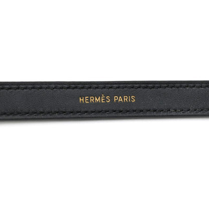 Hermes Bracelet Serie Looping Leather GP Black Orange M Gold Hardware Black