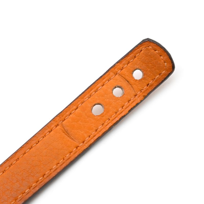 Hermes Bracelet Serie Looping Leather GP Black Orange M Gold Hardware Black