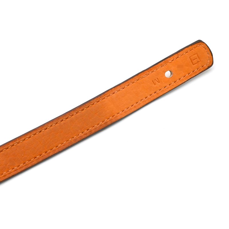 Hermes Bracelet Serie Looping Leather GP Black Orange M Gold Hardware Black