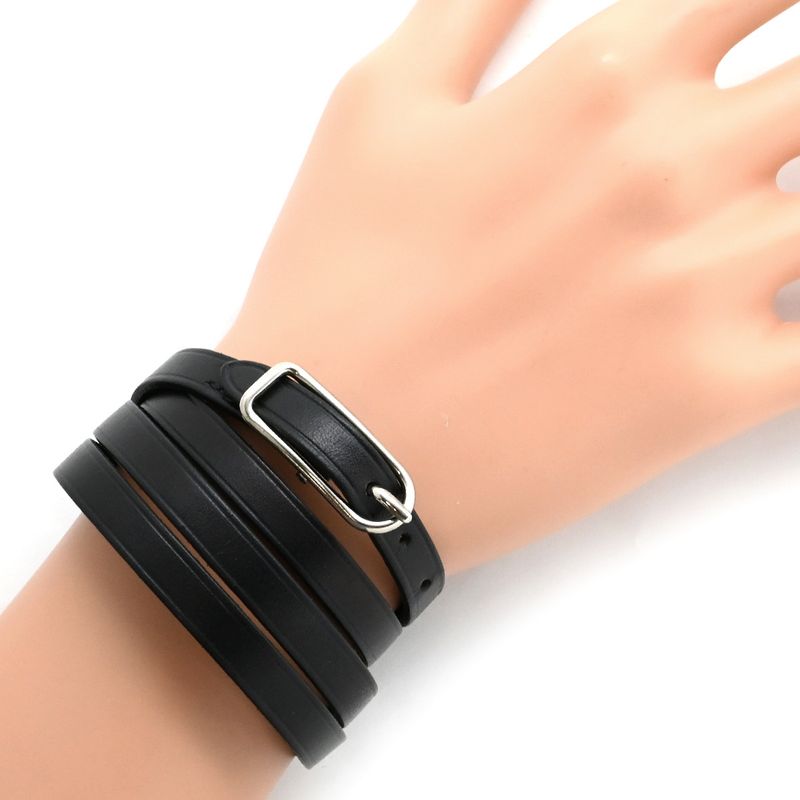 Hermes Bracelet Api 1 Leather Long Bracelet Leather Metal Black Hapi D Engraved