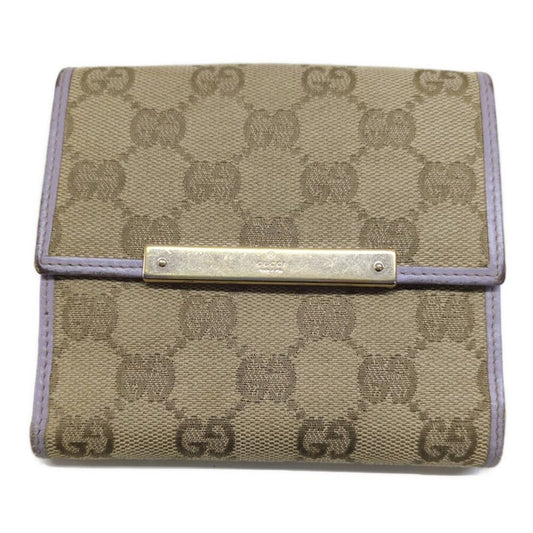 Gucci GG Logo Canvas Leather Bifold Wallet / 112664.0959 / Beige X Purple /