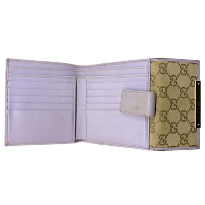 Gucci GG Logo Canvas Leather Bifold Wallet / 112664.0959 / Beige X Purple /