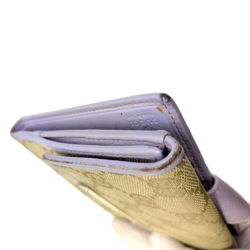 Gucci GG Logo Canvas Leather Bifold Wallet / 112664.0959 / Beige X Purple /