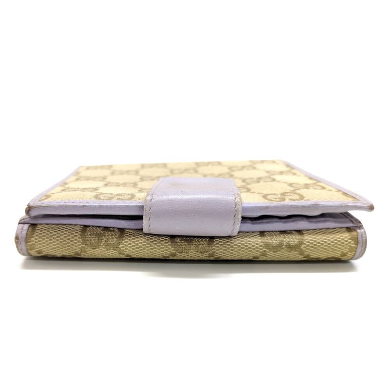 Gucci GG Logo Canvas Leather Bifold Wallet / 112664.0959 / Beige X Purple /