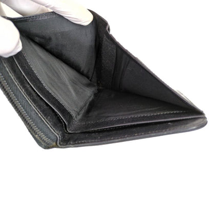 Prada Triangle Logo Plate Nylon Round Zipper Bifold Wallet / Black / Next Day