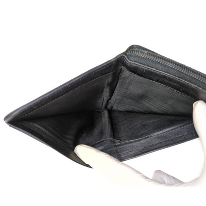 Prada Triangle Logo Plate Nylon Round Zipper Bifold Wallet / Black / Next Day