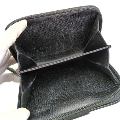 Prada Triangle Logo Plate Nylon Round Zipper Bifold Wallet / Black / Next Day