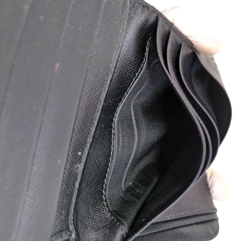 Prada Triangle Logo Plate Nylon Round Zipper Bifold Wallet / Black / Next Day