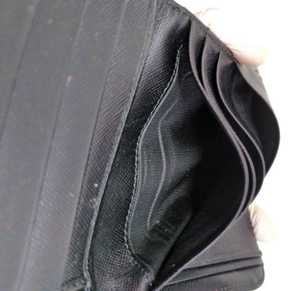 Prada Triangle Logo Plate Nylon Round Zipper Bifold Wallet / Black / Next Day