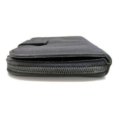 Prada Triangle Logo Plate Nylon Round Zipper Bifold Wallet / Black / Next Day