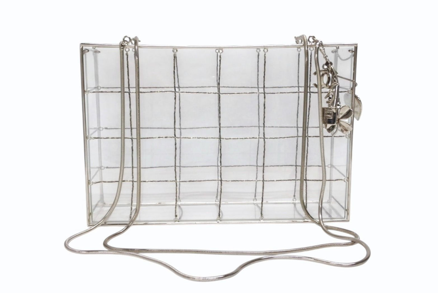 Chanel CC Logo Icon Acrylic Box Beads Chain Shoulder Bag Clear