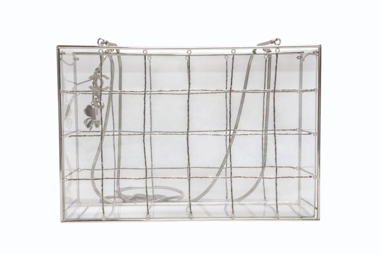 Chanel CC Logo Icon Acrylic Box Beads Chain Shoulder Bag Clear — view 3