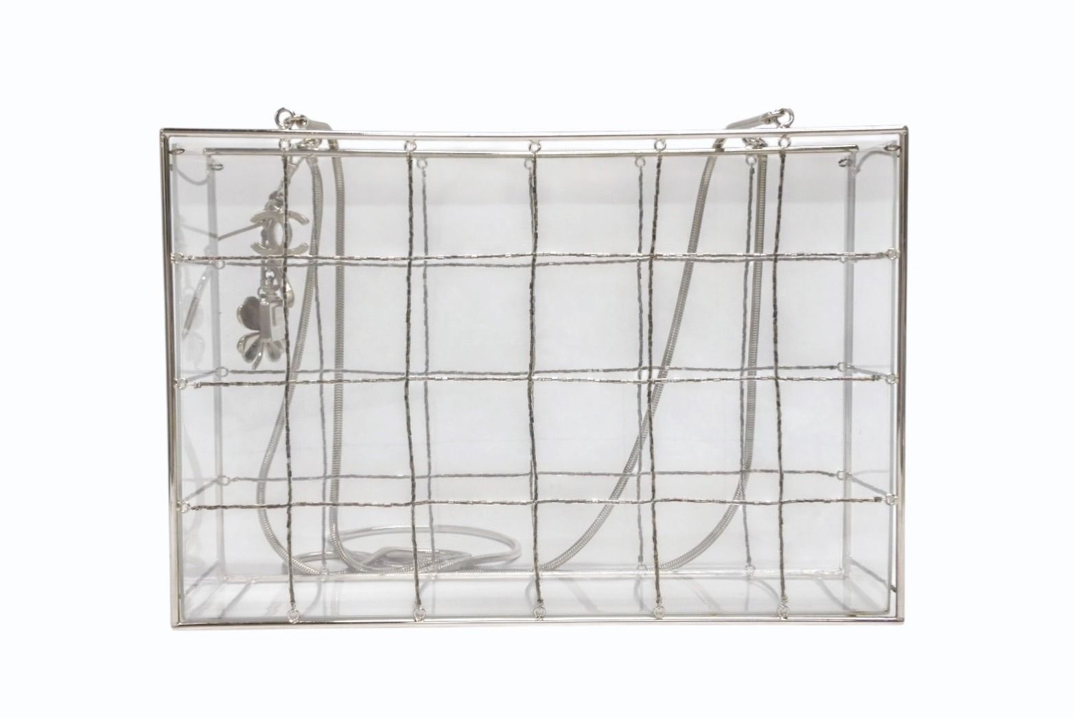 Chanel CC Logo Icon Acrylic Box Beads Chain Shoulder Bag Clear — view 3