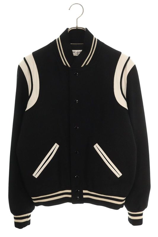 Saint Laurent Paris Teddy 354718 Y180w Leather Trim Stajan Blouson Men's 44