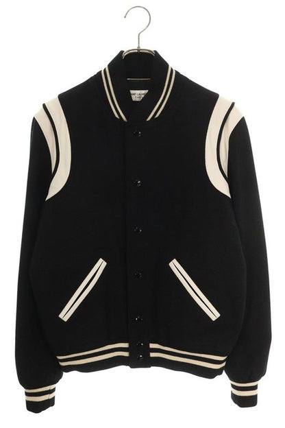 Saint Laurent Paris Teddy 354718 Y180w Leather Trim Stajan Blouson Men's 44