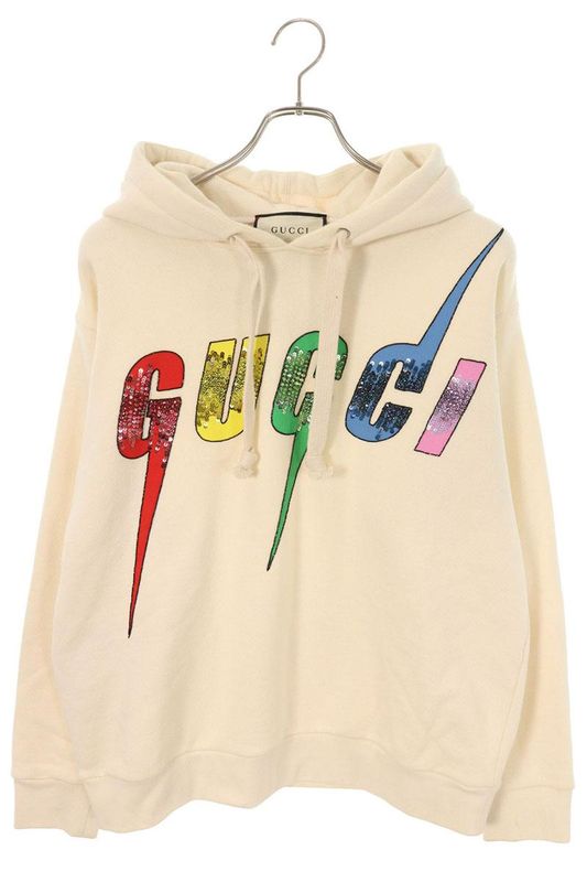Gucci 469251 Xja0e Sequined Blade Logo Hoodie Men's S