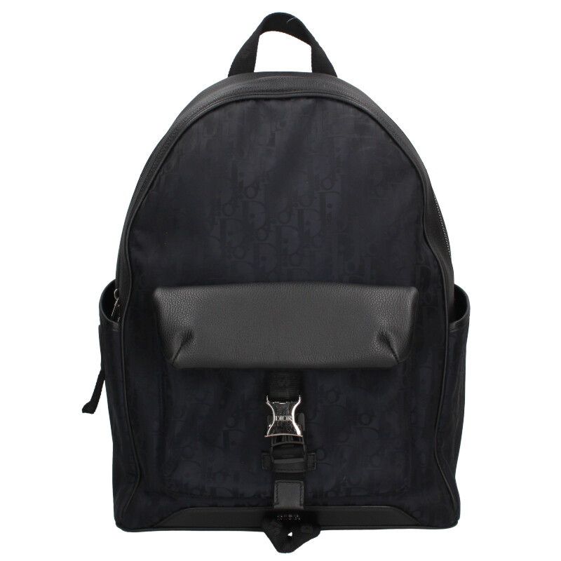 Dior 1voba031yih Leather Cutout Oblique Nylon Backpack Men's