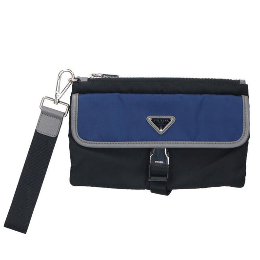 Prada 2nh011 Triangle Plate Nylon Clutch Bag For Men