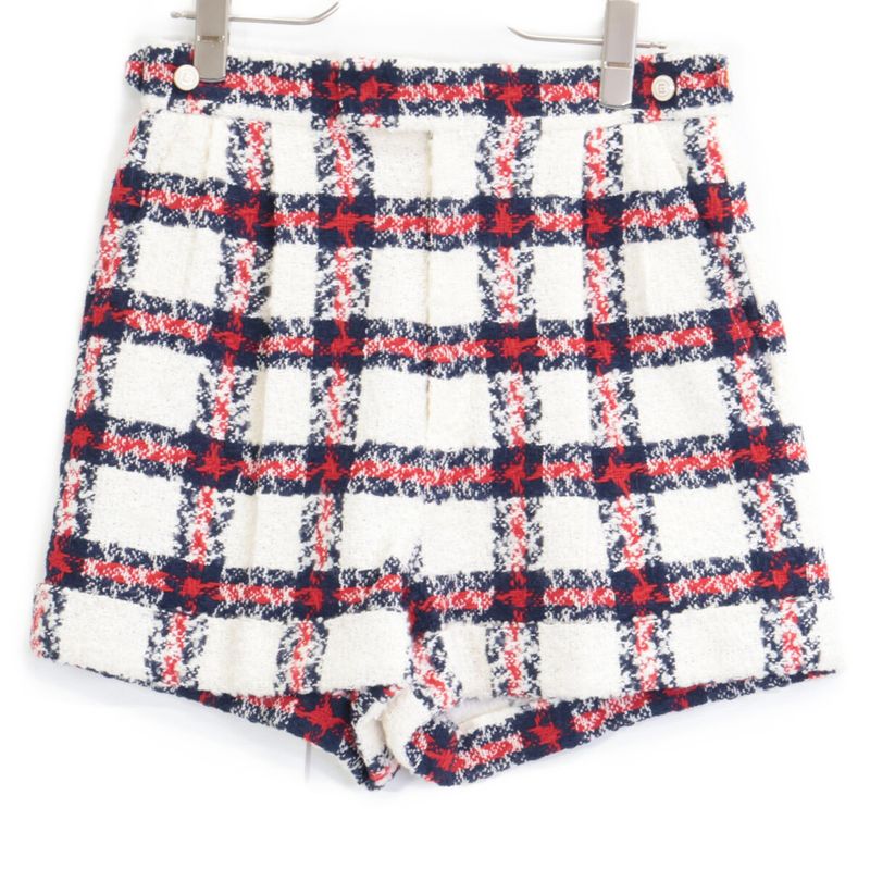 Gucci 657877 2-tuck Checked Tweed Shorts 38