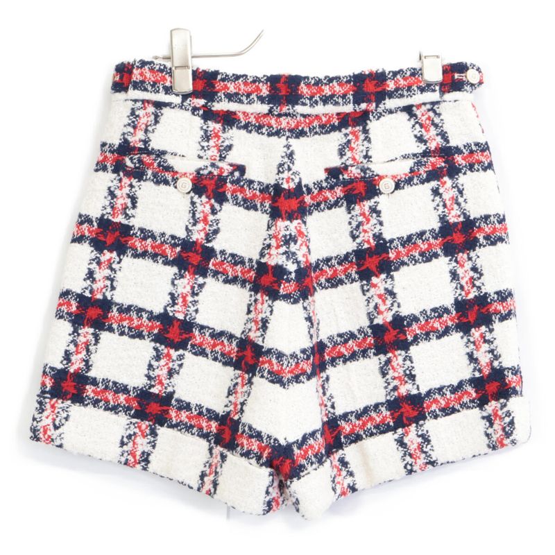 Gucci 657877 2-tuck Checked Tweed Shorts 38