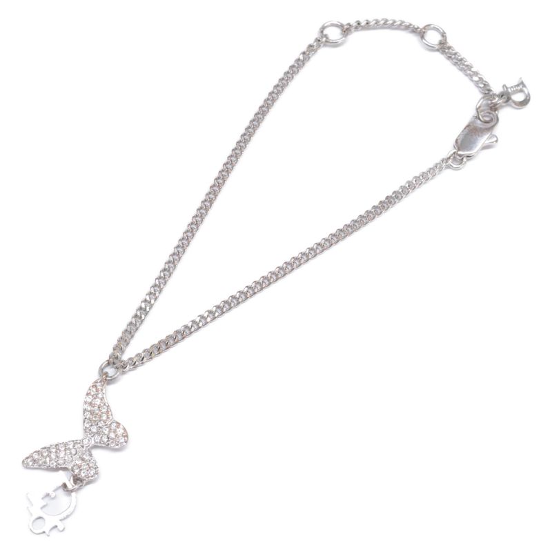 DIOR Logo Charm Rhinestone Butterfly Top Chain