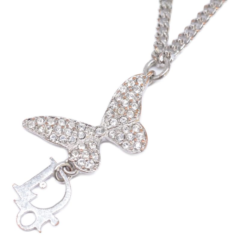 DIOR Logo Charm Rhinestone Butterfly Top Chain