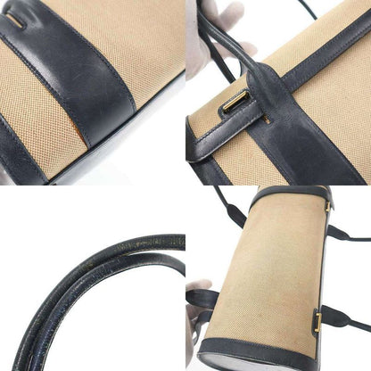 Hermes 1972 Derby Canvas Handbag Ivory and Navy