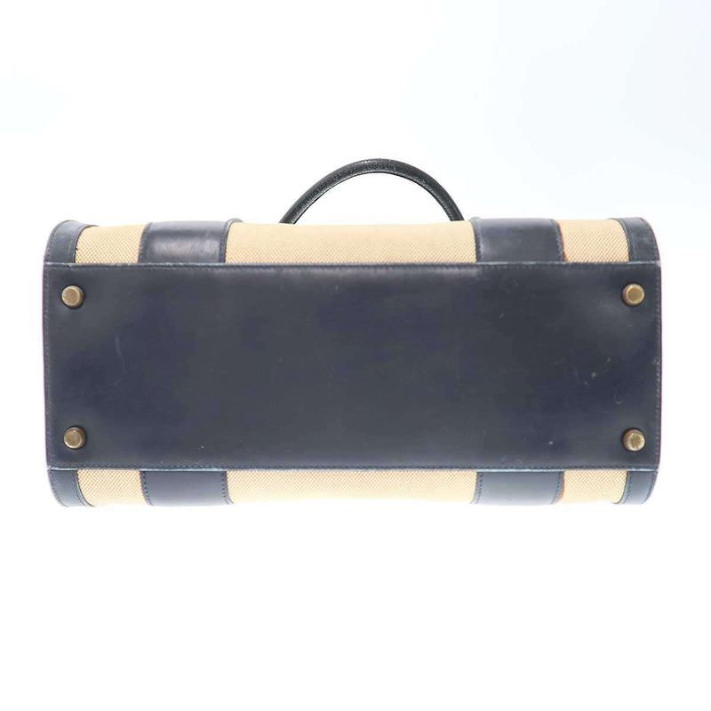 Hermes 1972 Derby Canvas Handbag Ivory and Navy