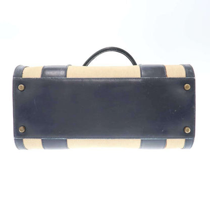 Hermes 1972 Derby Canvas Handbag Ivory and Navy