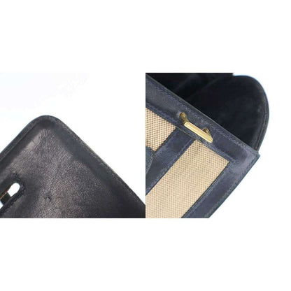 Hermes 1972 Derby Canvas Handbag Ivory and Navy