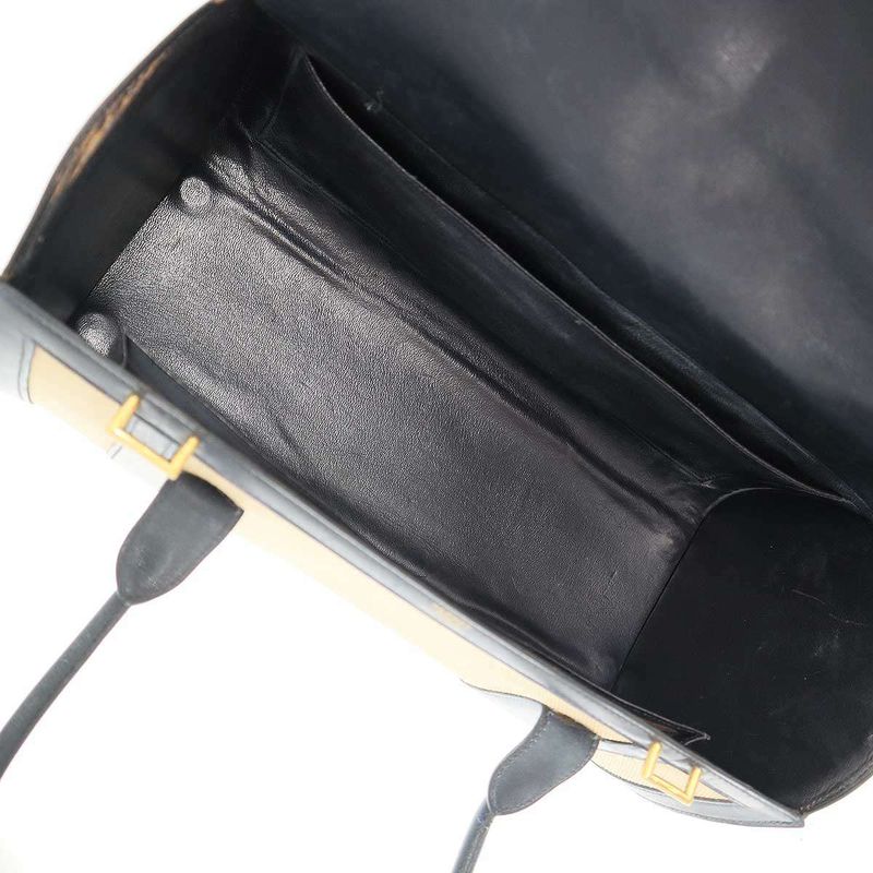 Hermes 1972 Derby Canvas Handbag Ivory and Navy