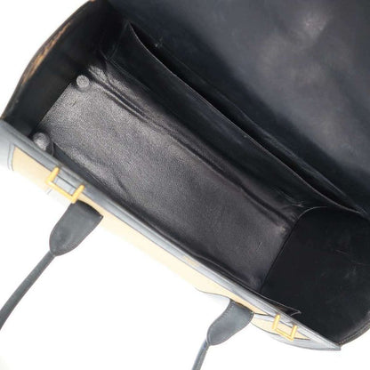 Hermes 1972 Derby Canvas Handbag Ivory and Navy