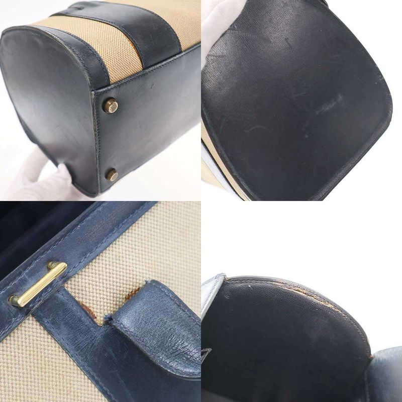 Hermes 1972 Derby Canvas Handbag Ivory and Navy