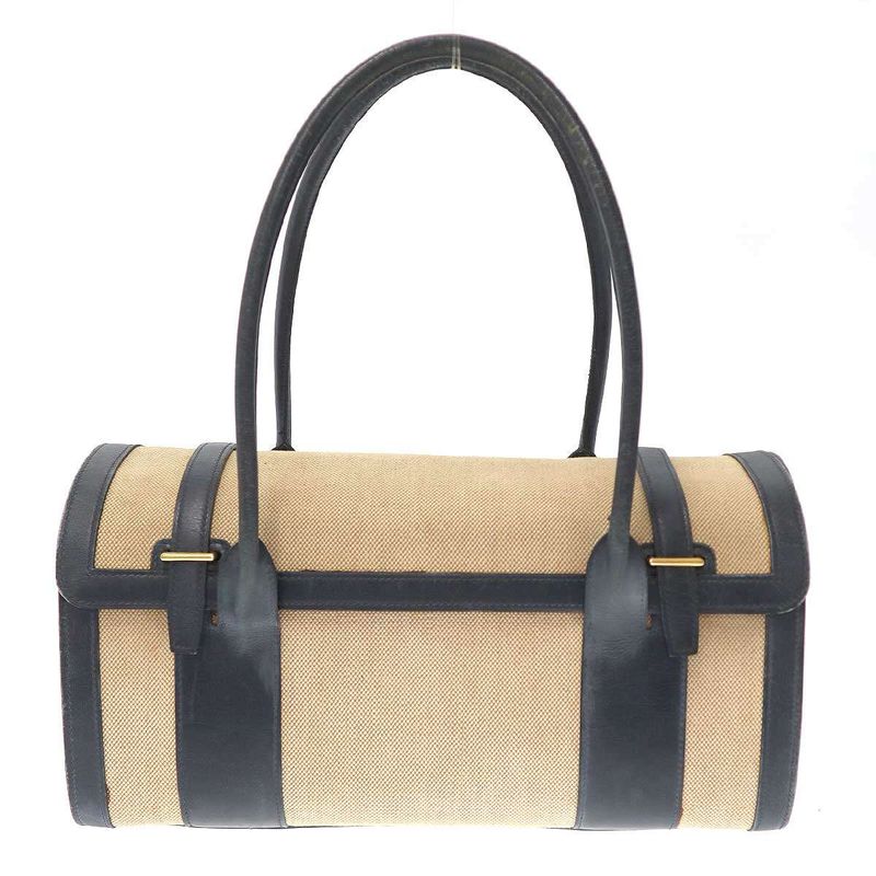 Hermes 1972 Derby Canvas Handbag Ivory and Navy